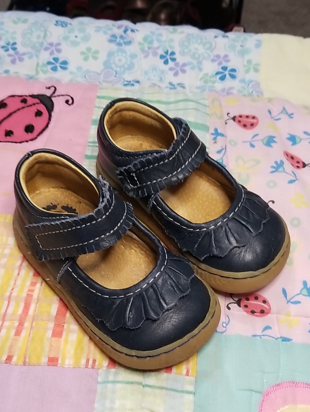 Livie & Luca Navy Blue Leather Mary Jane Size 5 Original Ruche Made in Mexico